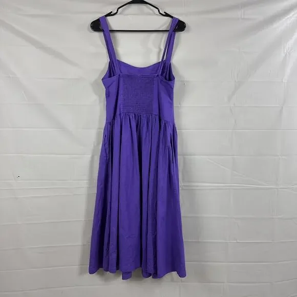 Free People Dress Womens Medium Paolo Midi Purple Sundress Romantic Retro Chic - Picture 9 of 14